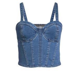 No Boundaries Juniors Denim Corset Top, Size XL NWT